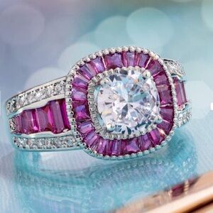 Elegant Silver and Pink Gemstone Ring